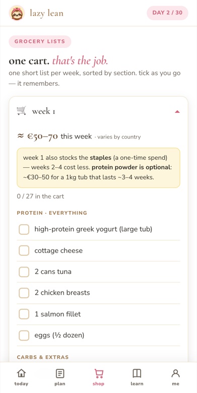 lazy lean app — grocery list
